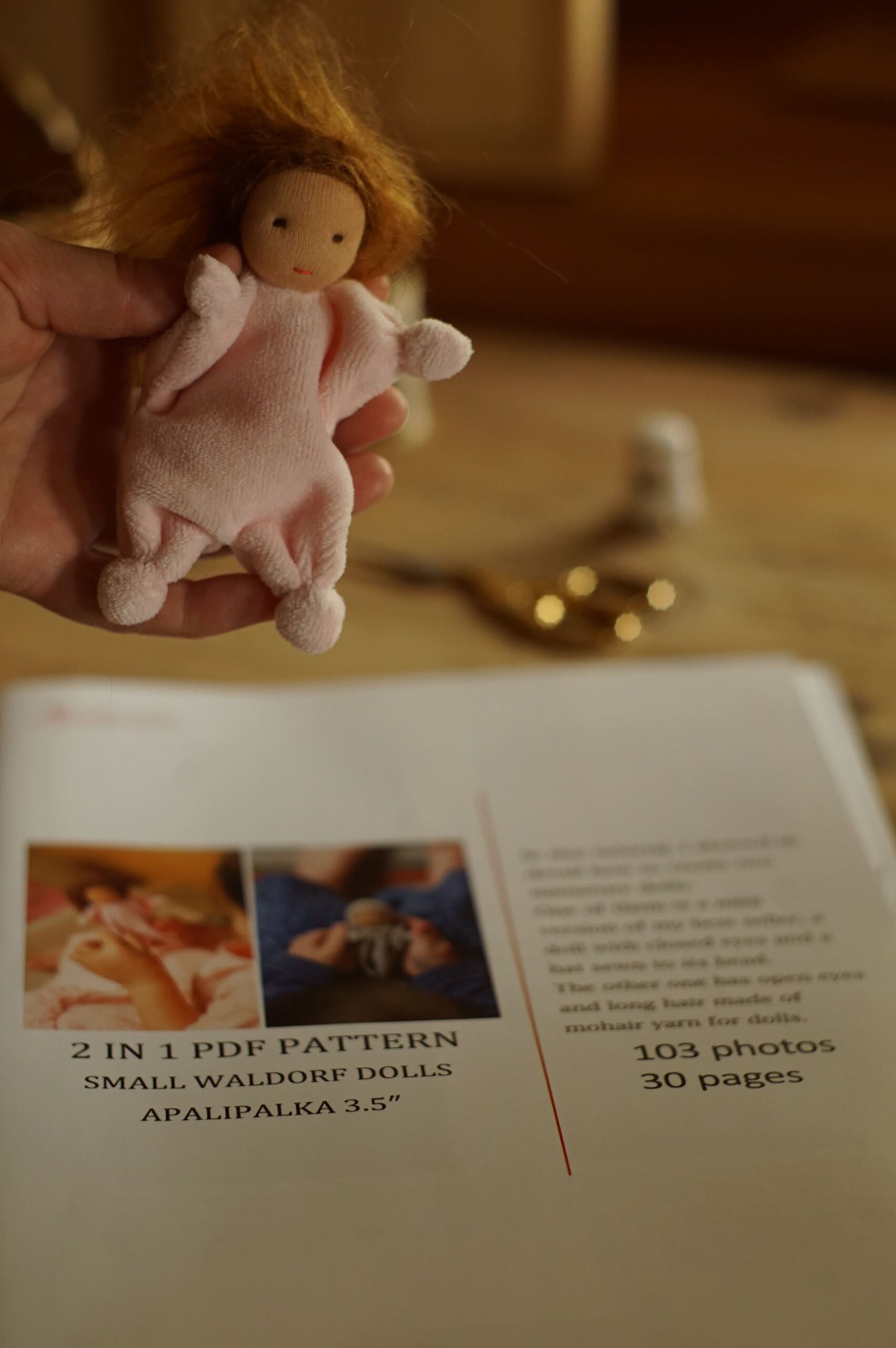 Waldorf doll kit 3 1/2", Craft kit for adults 3 Waldorf doll kit