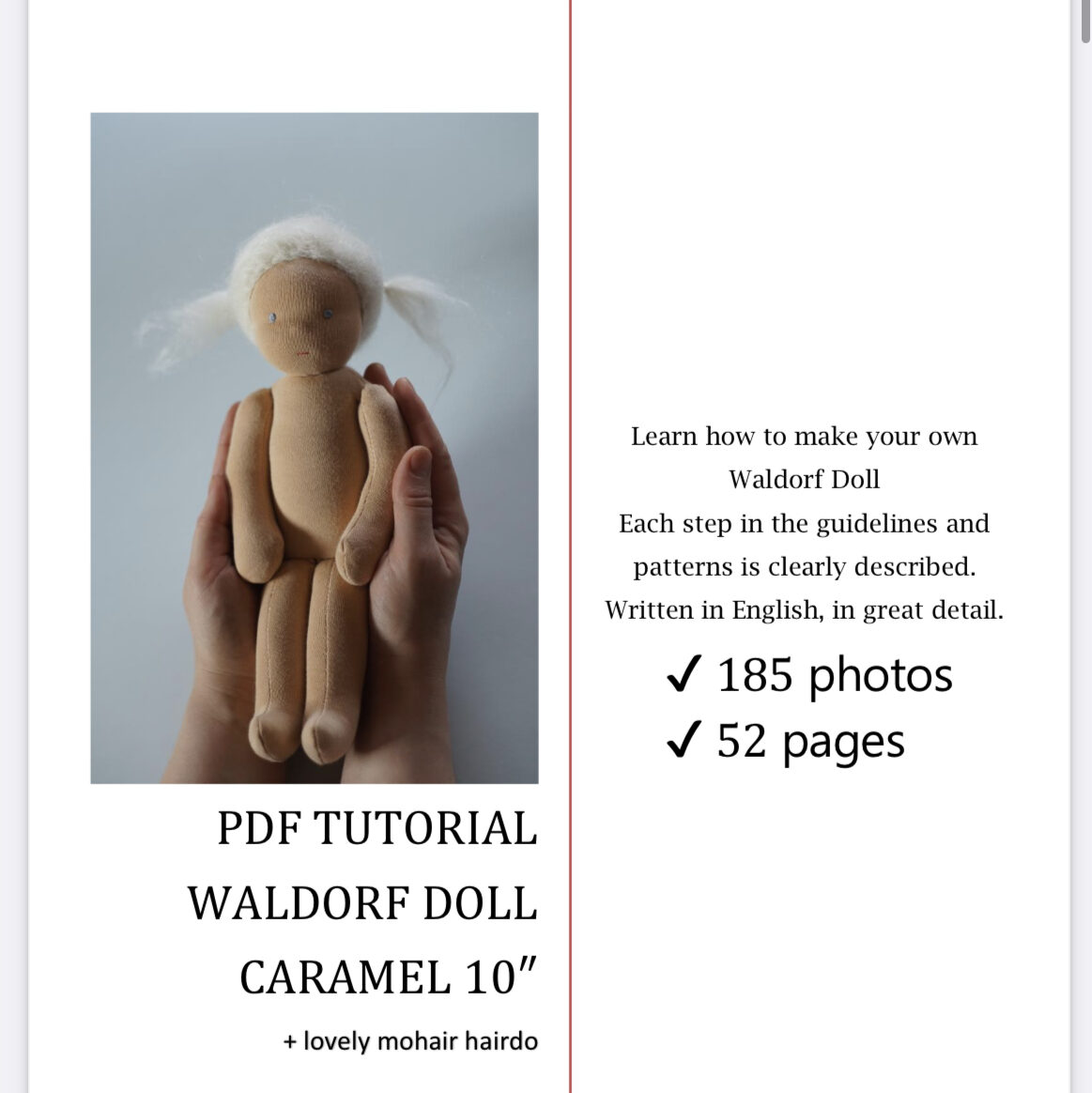 Waldorf Doll sewing pattern, Waldorf Doll pattern, Rag doll pattern 2 Waldorf Doll pattern
