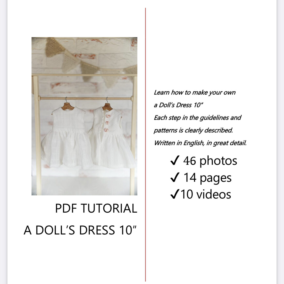 Doll dress pattern, Waldorf doll clothes pattern 2 Doll dress pattern